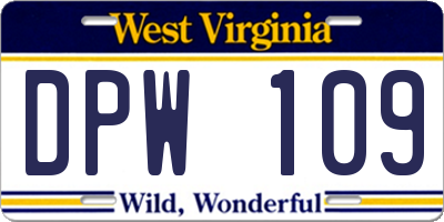 WV license plate DPW109