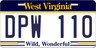 WV license plate DPW110