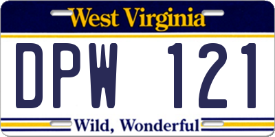 WV license plate DPW121