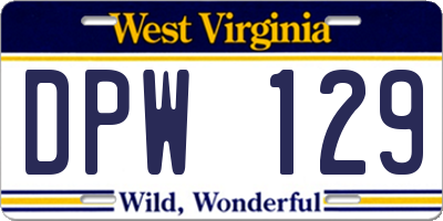 WV license plate DPW129
