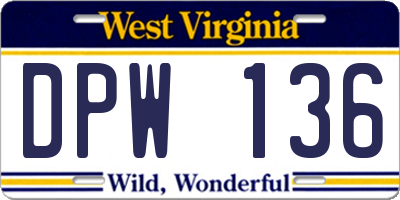 WV license plate DPW136
