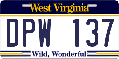 WV license plate DPW137
