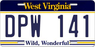WV license plate DPW141