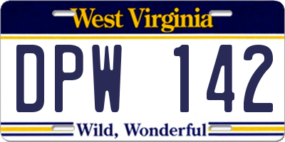 WV license plate DPW142