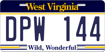 WV license plate DPW144
