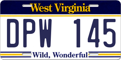 WV license plate DPW145