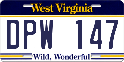 WV license plate DPW147
