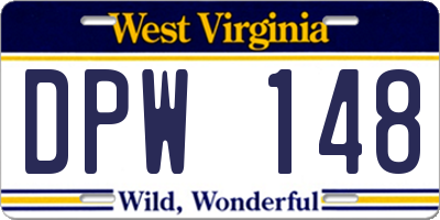 WV license plate DPW148