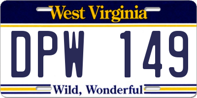 WV license plate DPW149