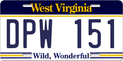 WV license plate DPW151