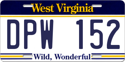 WV license plate DPW152
