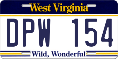 WV license plate DPW154