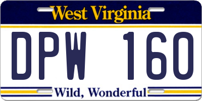 WV license plate DPW160