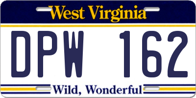 WV license plate DPW162