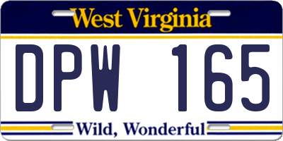 WV license plate DPW165