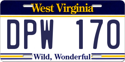 WV license plate DPW170