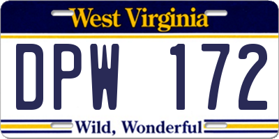 WV license plate DPW172