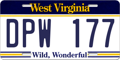WV license plate DPW177