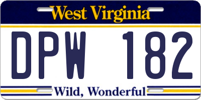 WV license plate DPW182