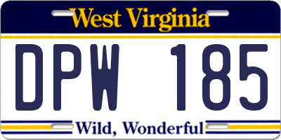 WV license plate DPW185