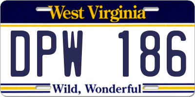 WV license plate DPW186
