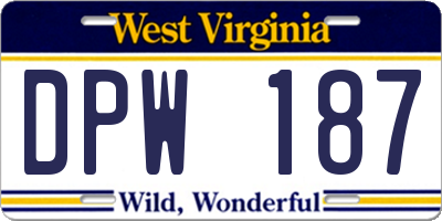 WV license plate DPW187