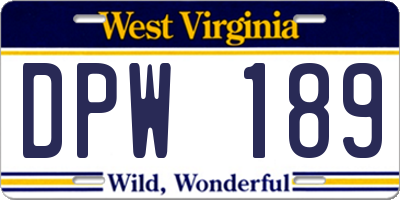 WV license plate DPW189