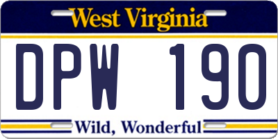 WV license plate DPW190