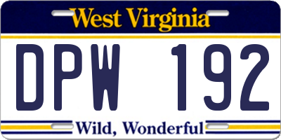 WV license plate DPW192
