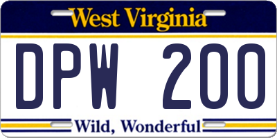 WV license plate DPW200