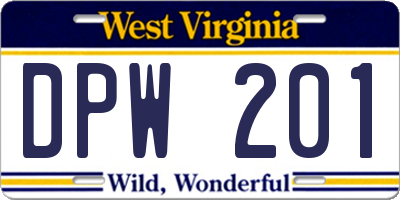 WV license plate DPW201