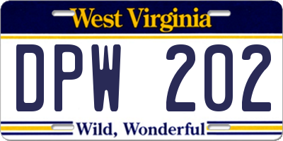 WV license plate DPW202
