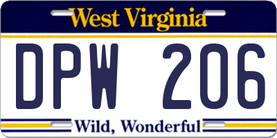 WV license plate DPW206