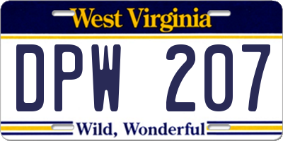WV license plate DPW207