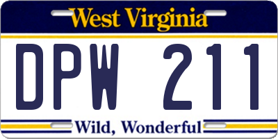 WV license plate DPW211