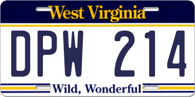 WV license plate DPW214
