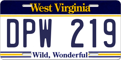 WV license plate DPW219