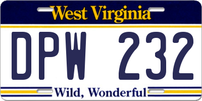 WV license plate DPW232