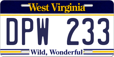 WV license plate DPW233