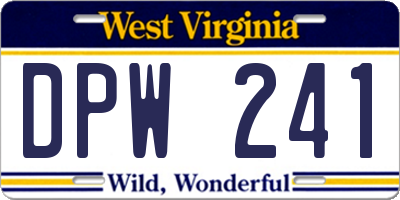 WV license plate DPW241