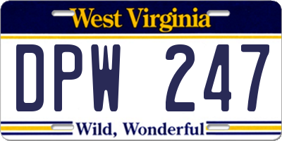 WV license plate DPW247