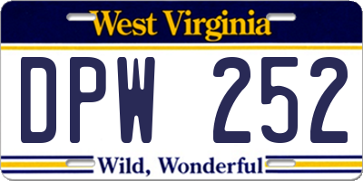 WV license plate DPW252