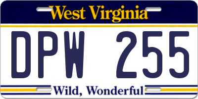 WV license plate DPW255