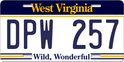 WV license plate DPW257