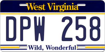 WV license plate DPW258