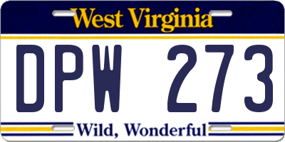 WV license plate DPW273