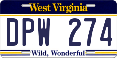 WV license plate DPW274