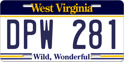 WV license plate DPW281