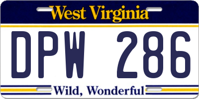 WV license plate DPW286