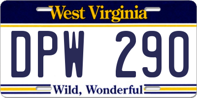 WV license plate DPW290